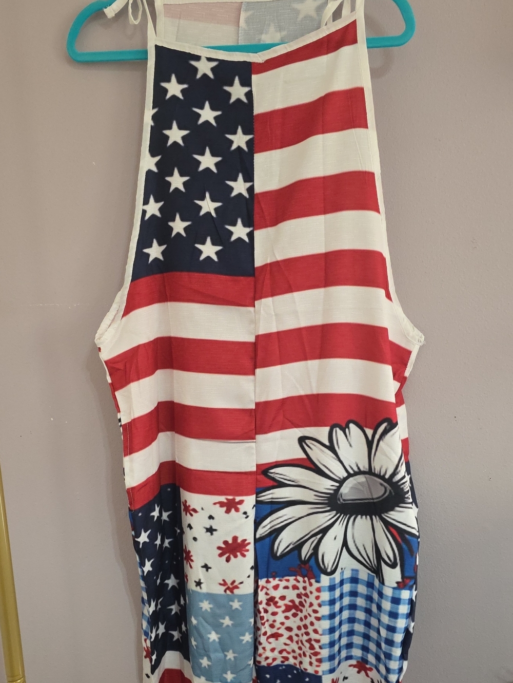 Patriotic Red White & Blue Flag Print w/ Daisy Patriotic Americana JUMPER 2XL